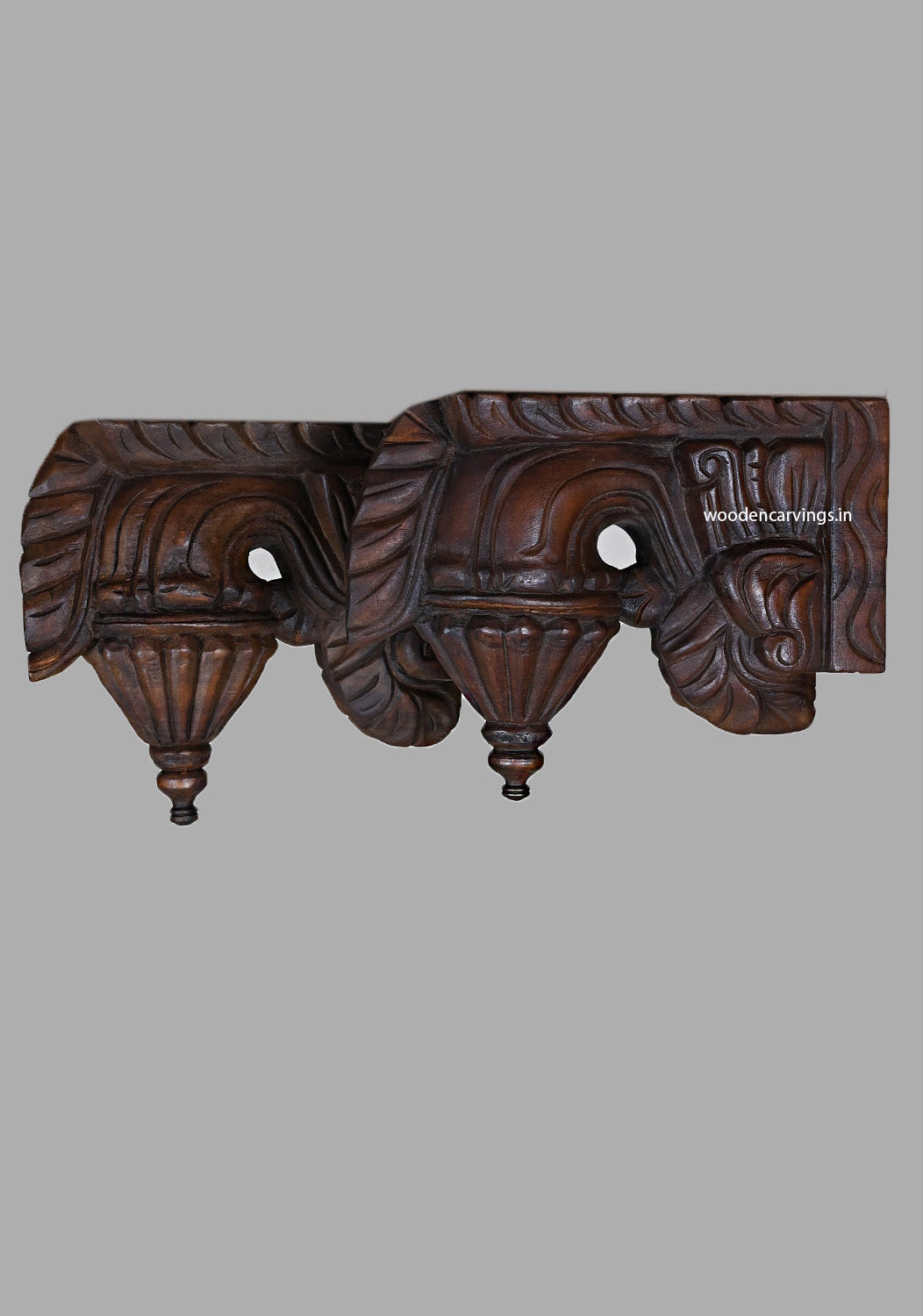 Intricate Bodhi Wall Brackets  Handcrafted Wax Brown Decor 11"