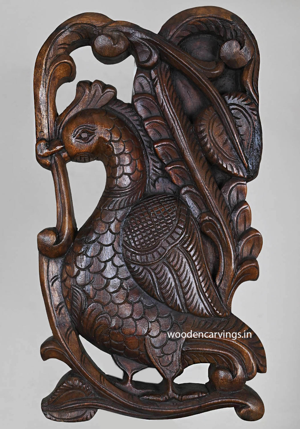 Annapakshi Wall Mount  Handcrafted Wax Brown Hook Art 18"