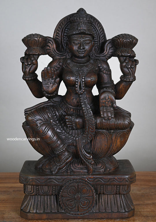 Prosperous Lakshmi Idol  Lightweight Handmade Wood Art 18"