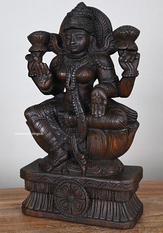 Prosperous Lakshmi Idol  Lightweight Handmade Wood Art 18"