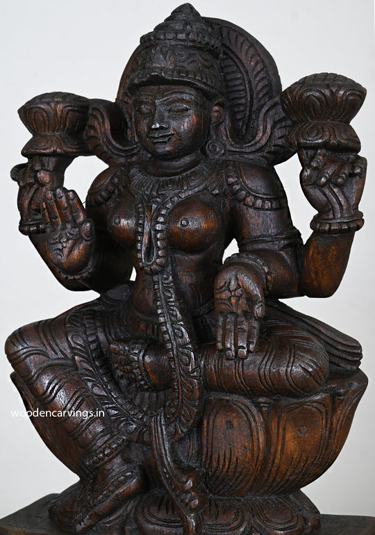 Prosperous Lakshmi Idol  Lightweight Handmade Wood Art 18"