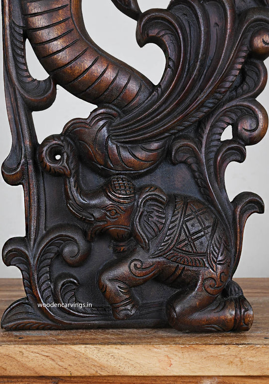 Graceful Elephant Wall Mount Handcrafted Wood Decor 24"