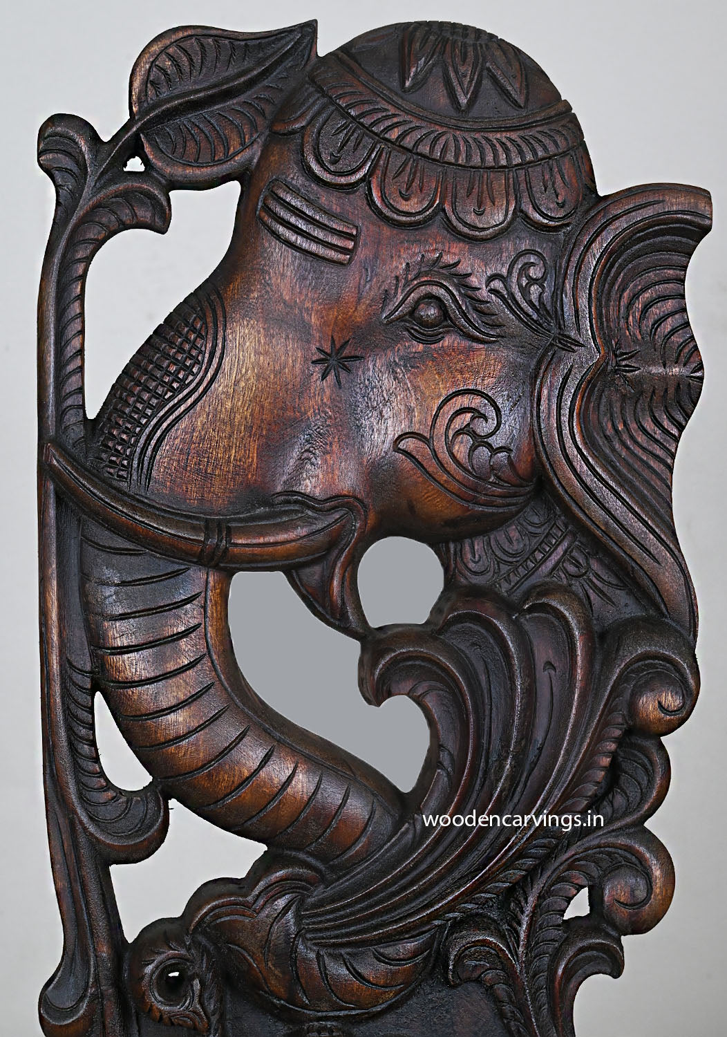 Graceful Elephant Wall Mount Handcrafted Wood Decor 24"