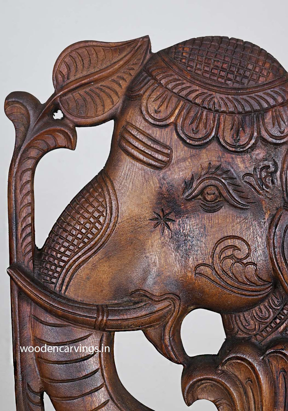 Sophisticated Elephant Wall Mount Handcrafted Wood Decor 24"