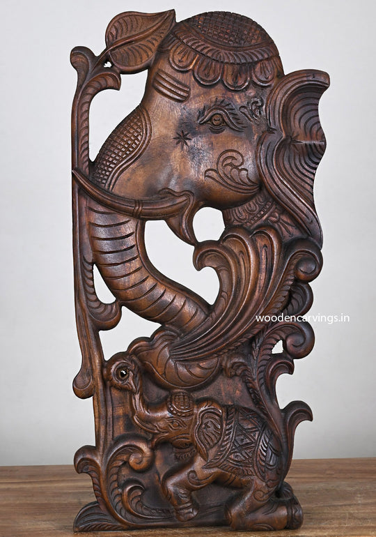 Sophisticated Elephant Wall Mount Handcrafted Wood Decor 24"