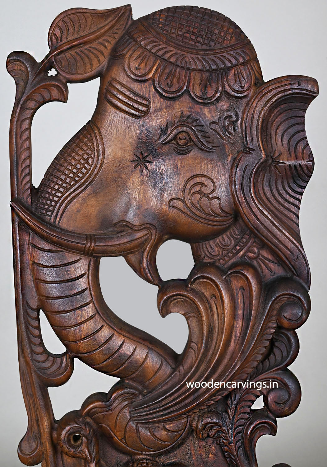 Sophisticated Elephant Wall Mount Handcrafted Wood Decor 24"