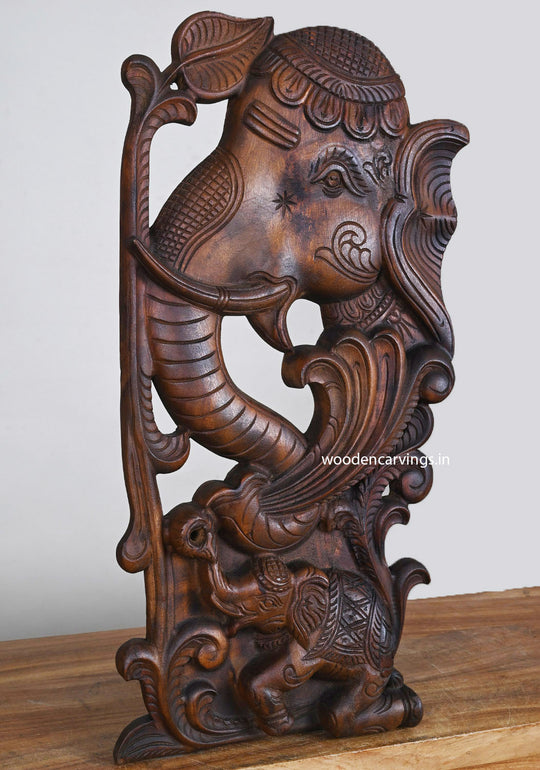 Sophisticated Elephant Wall Mount Handcrafted Wood Decor 24"