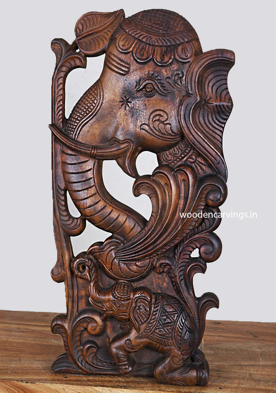 Sophisticated Elephant Wall Mount Handcrafted Wood Decor 24"