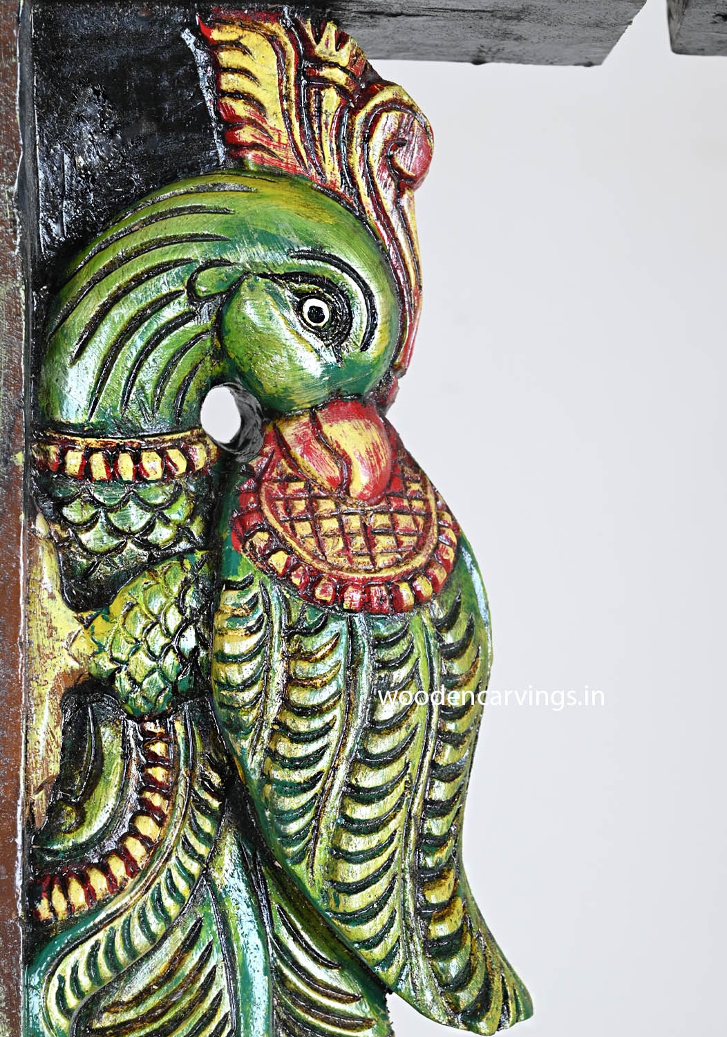 Vibrant Green Parrot Brackets Handmade Lightweight 18.5"