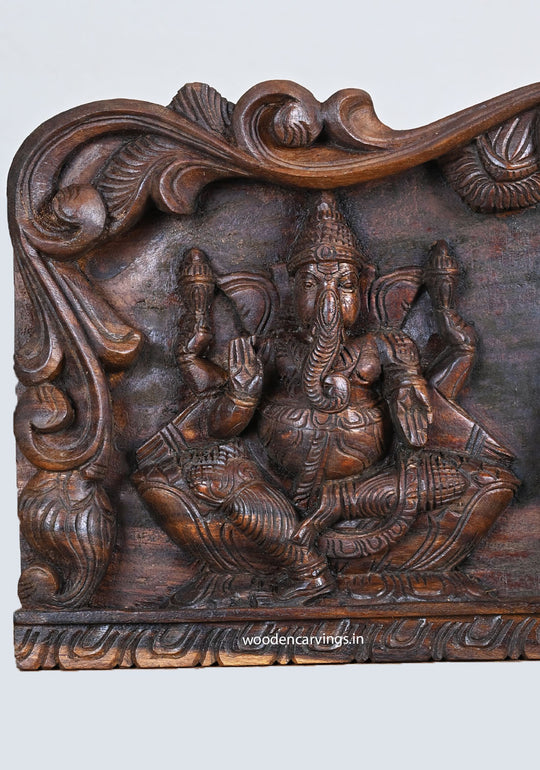 Divine Ganesh & Goddesses Panel Handcrafted Wooden Panel 36"