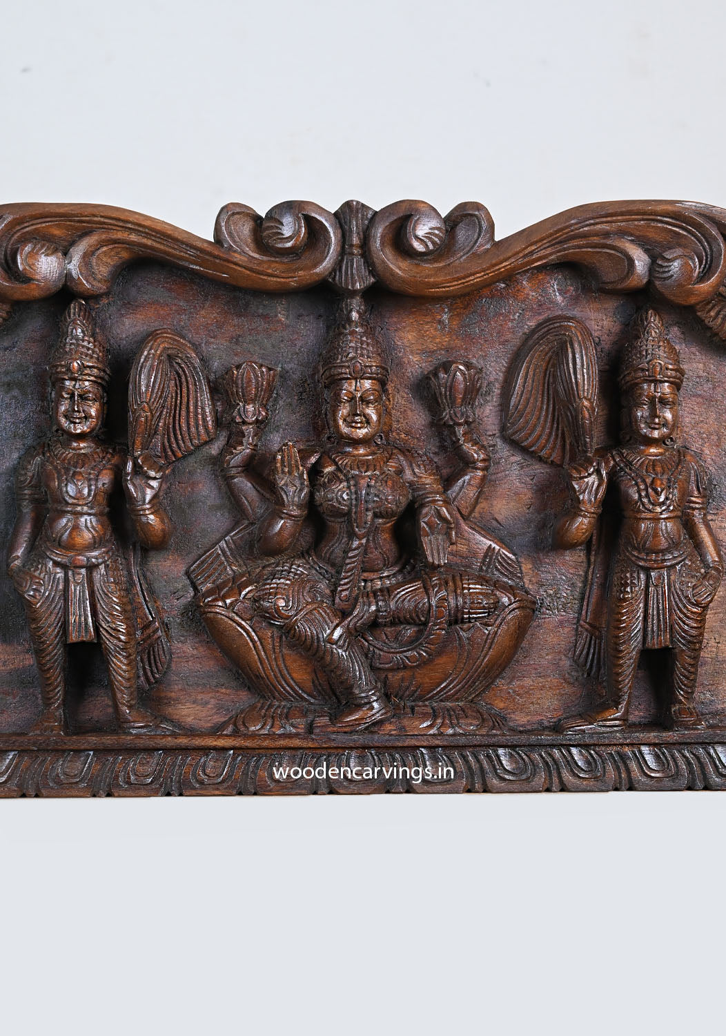 Divine Ganesh & Goddesses Panel Handcrafted Wooden Panel 36"