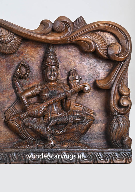 Divine Ganesh & Goddesses Panel Handcrafted Wooden Panel 36"