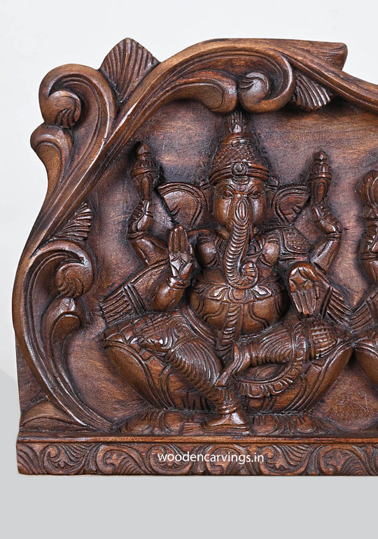 Floral Design Ganesh, Mahalakshmi, Saraswathi Wall Panel 24"