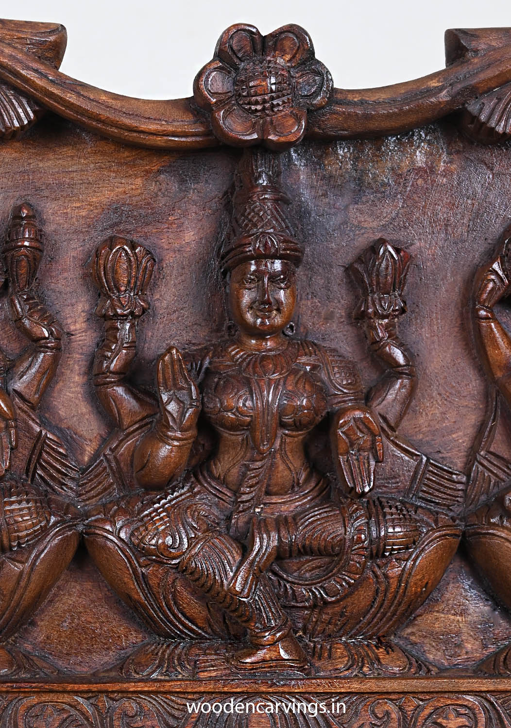 Floral Design Ganesh, Mahalakshmi, Saraswathi Wall Panel 24"