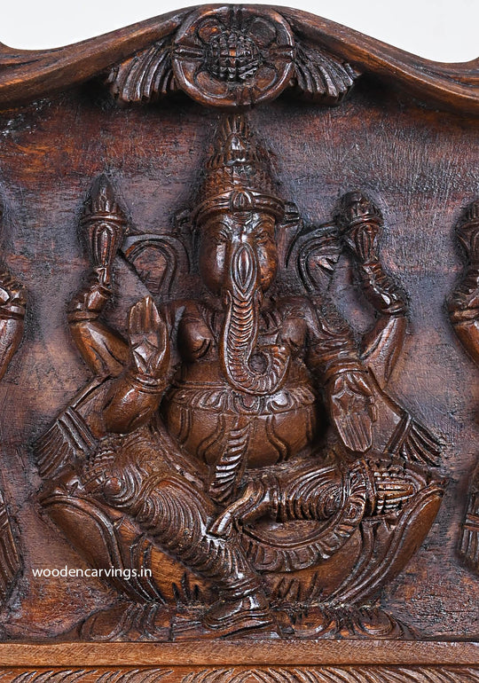 Hanging Lord Ganesh, Goddess Lakshmi, Saraswathi Panel 24"