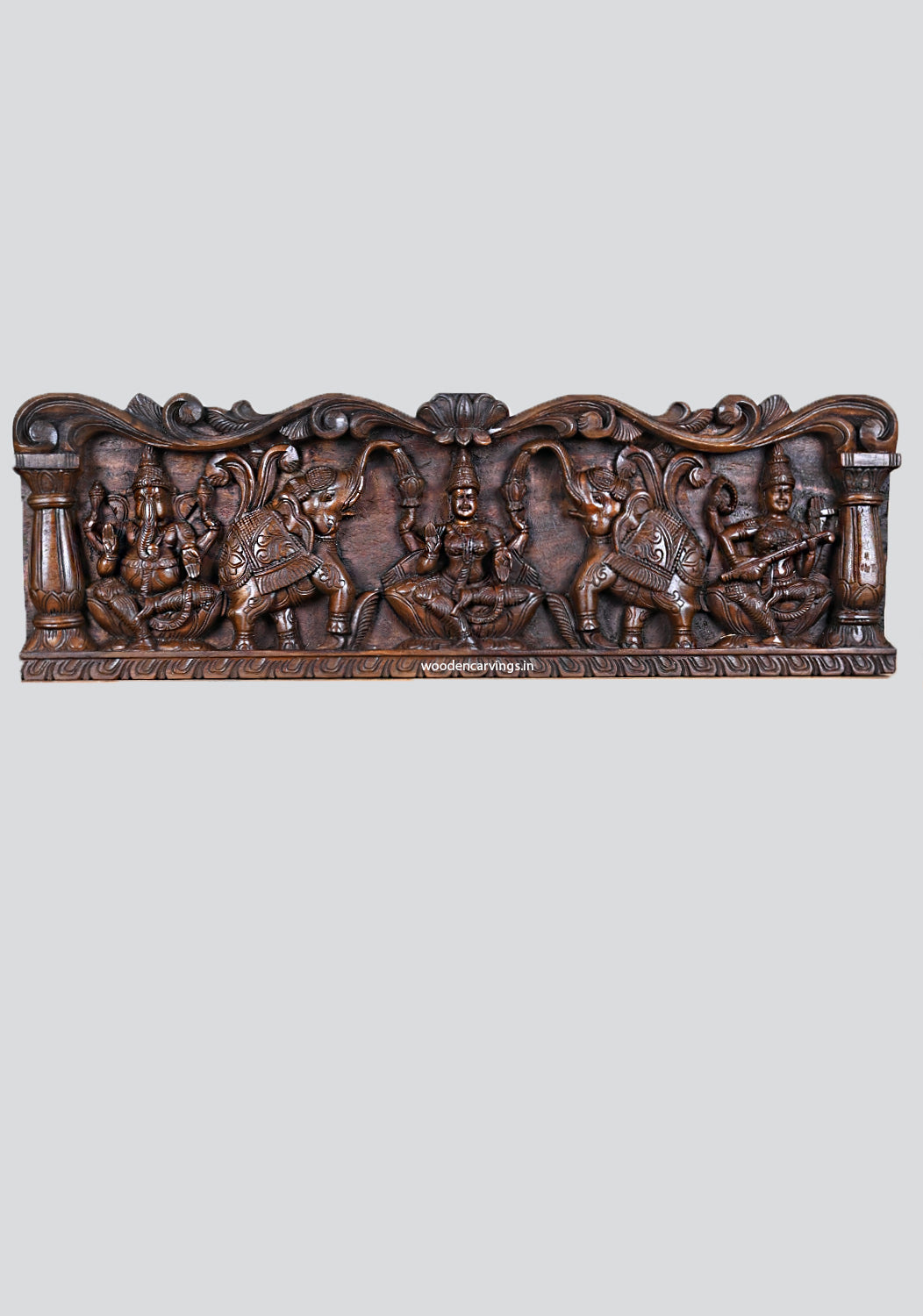 Goddess of Gaja Lakshmi & Ganesh, Saraswathi Wall Panel 36"