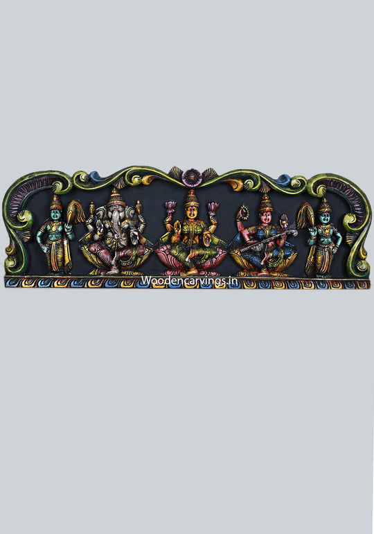 Floral Design Ganesh, Lakshmi, Saraswathi Wall Panel 35.5"