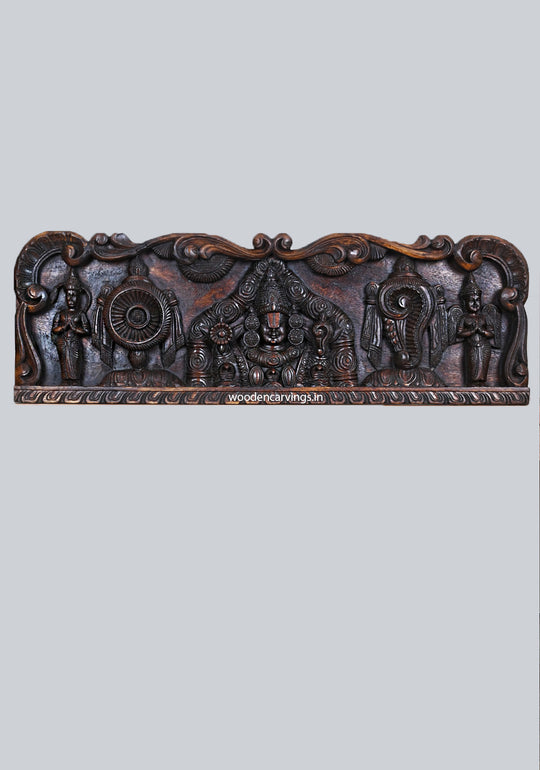 Wooden Venkateshwara Balaji With Thirunamam Brown Panel 36"