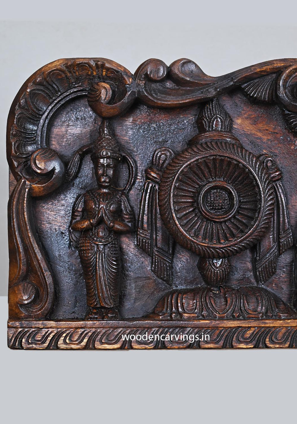 Wooden Venkateshwara Balaji With Thirunamam Brown Panel 36"