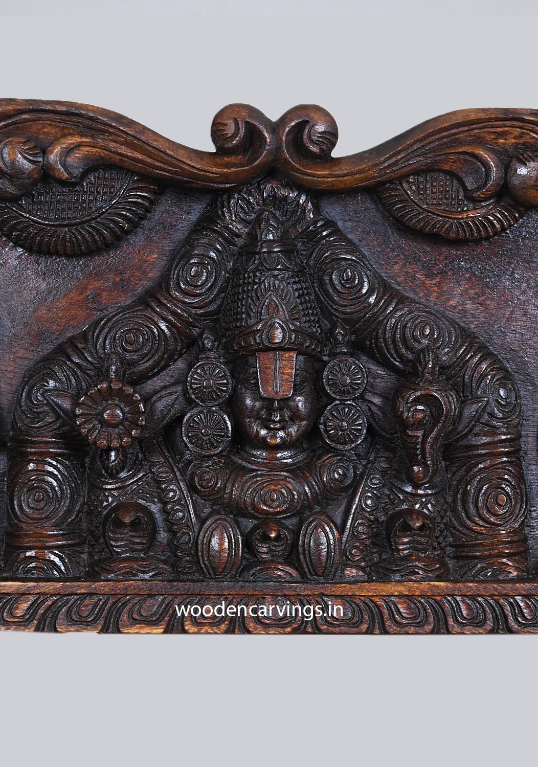 Wooden Venkateshwara Balaji With Thirunamam Brown Panel 36"