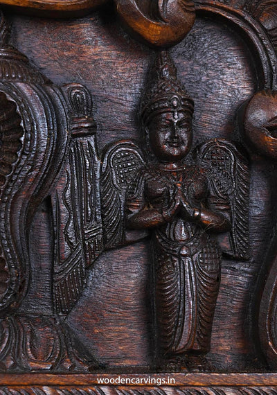 Wooden Venkateshwara Balaji With Thirunamam Brown Panel 36"