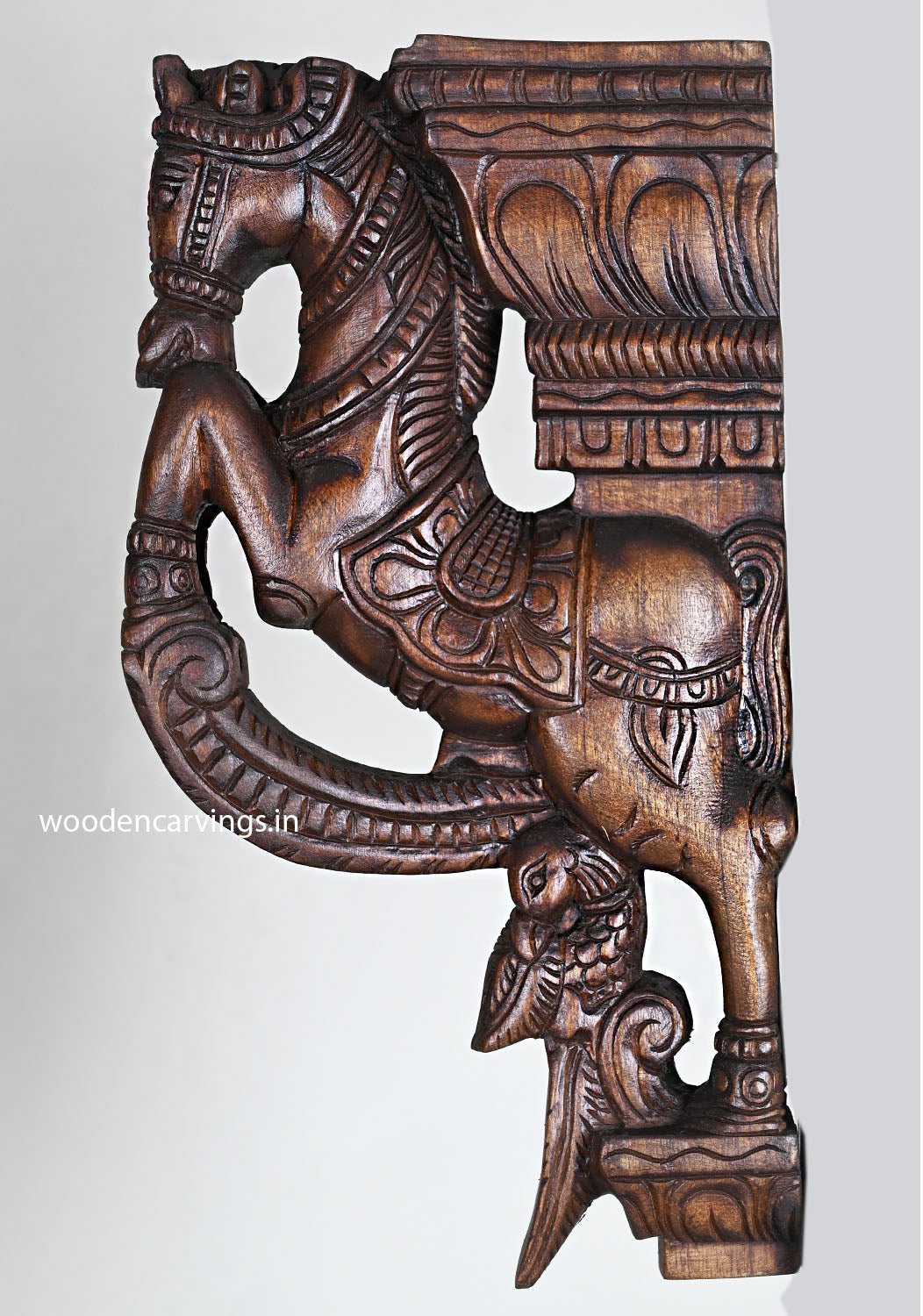 Unique Upraised Wood Paired Horse Wall Brackets 18"