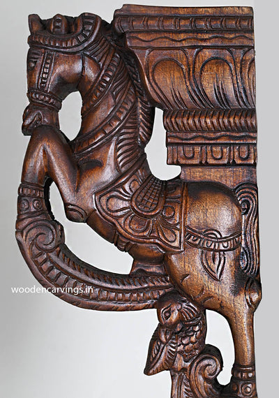 Unique Upraised Wood Paired Horse Wall Brackets 18"