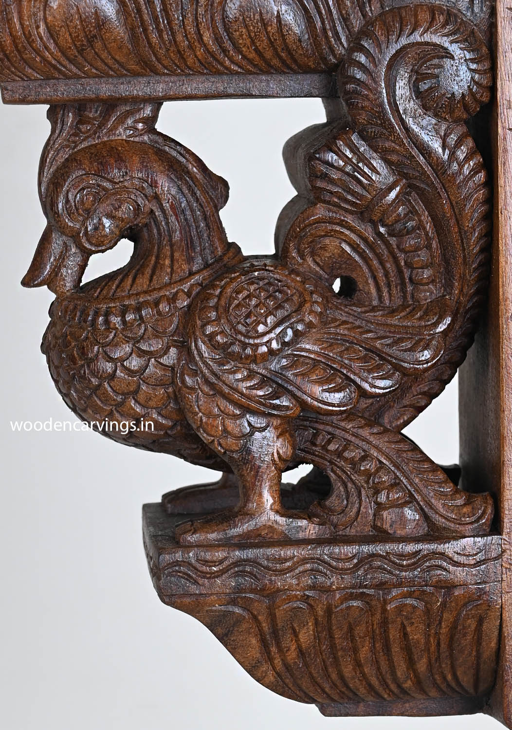 Standing Elephants & Hamsa Bird Wooden Wall Brackets 24"