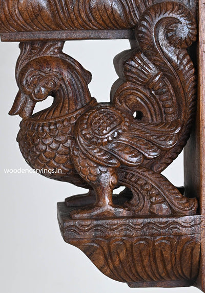 Standing Elephants & Hamsa Bird Wooden Wall Brackets 24"