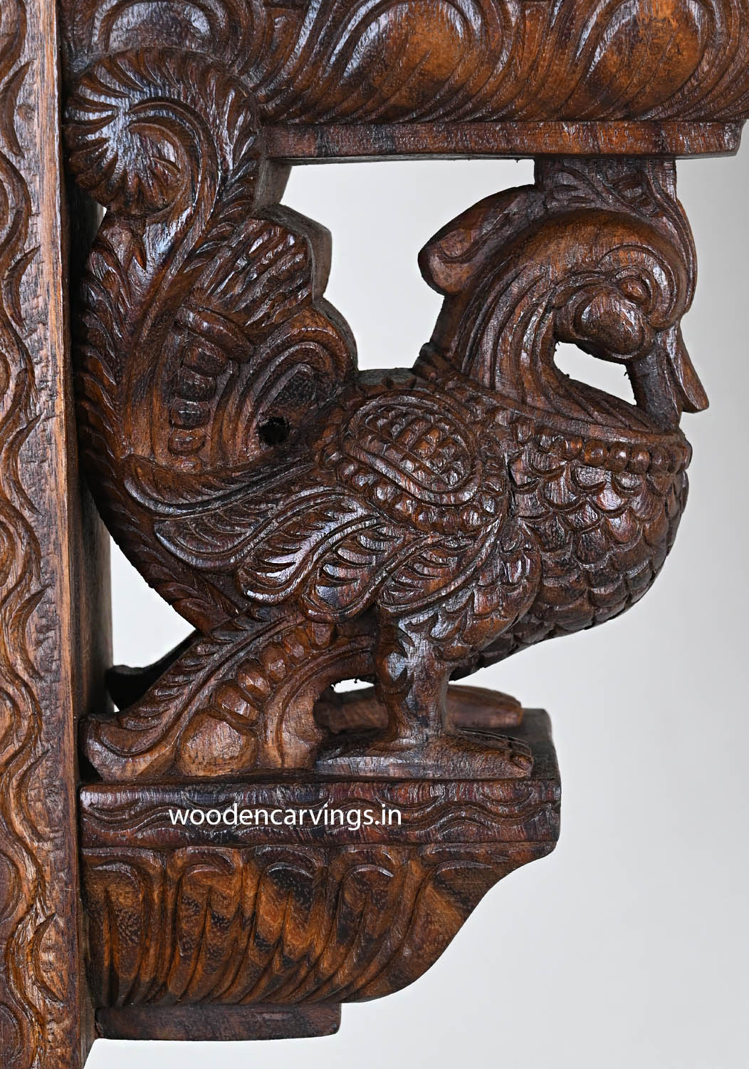 Standing Elephants & Hamsa Bird Wooden Wall Brackets 24"