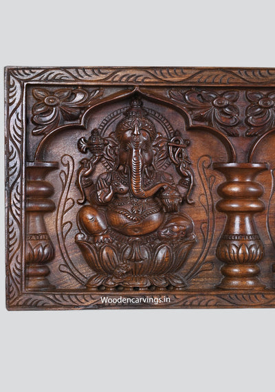 Gaja Lakshmi With Ganesh, Saraswathi Wall Panel 52.5"