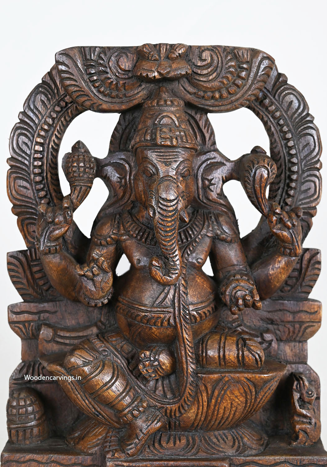 Wood Arch Light Weight Ganapathy Sculpture 12.5"