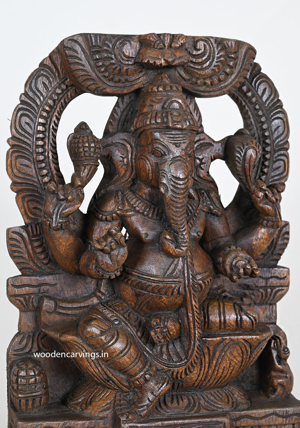 Wood Arch Light Weight Ganapathy Sculpture 12.5"