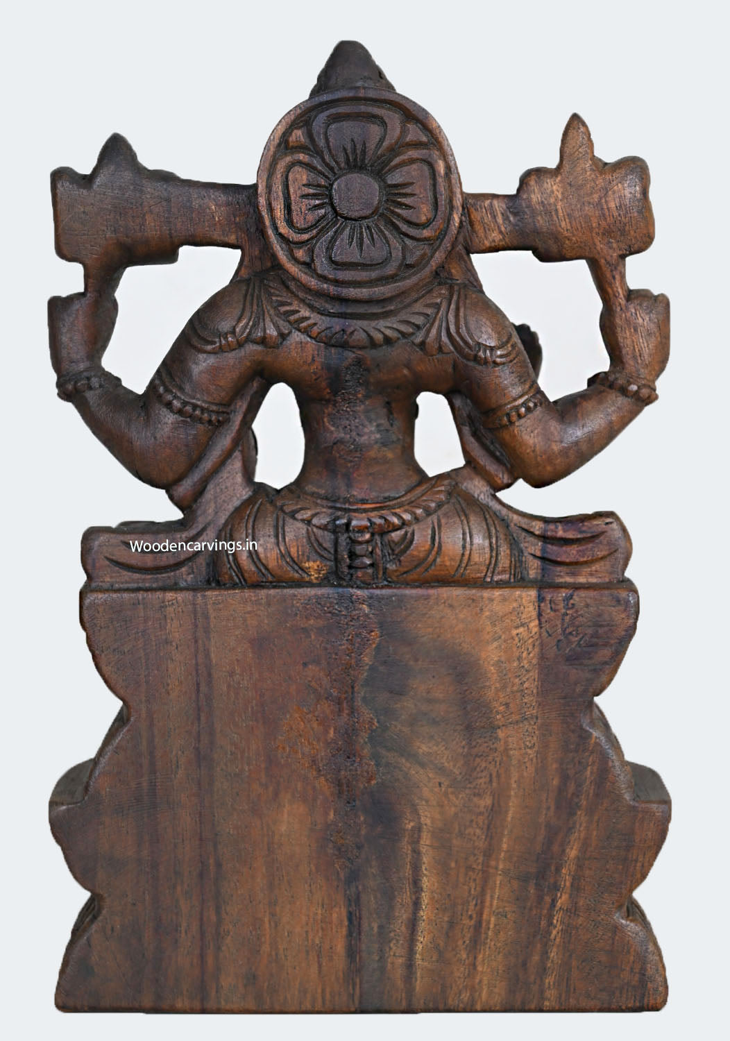 Wood Blessing Lord Vishnu Light Weight Sculpture 12"