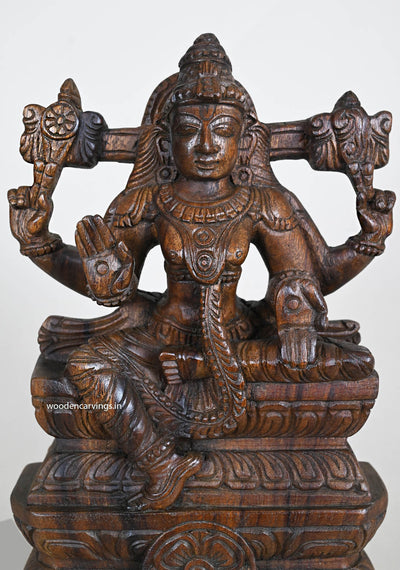 Wood Blessing Lord Vishnu Light Weight Sculpture 12"