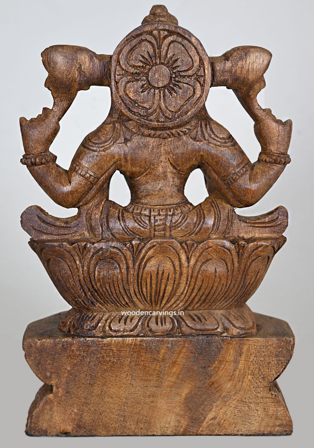 Prosperity Goddess Lakshmi Wood Sculpture 12"