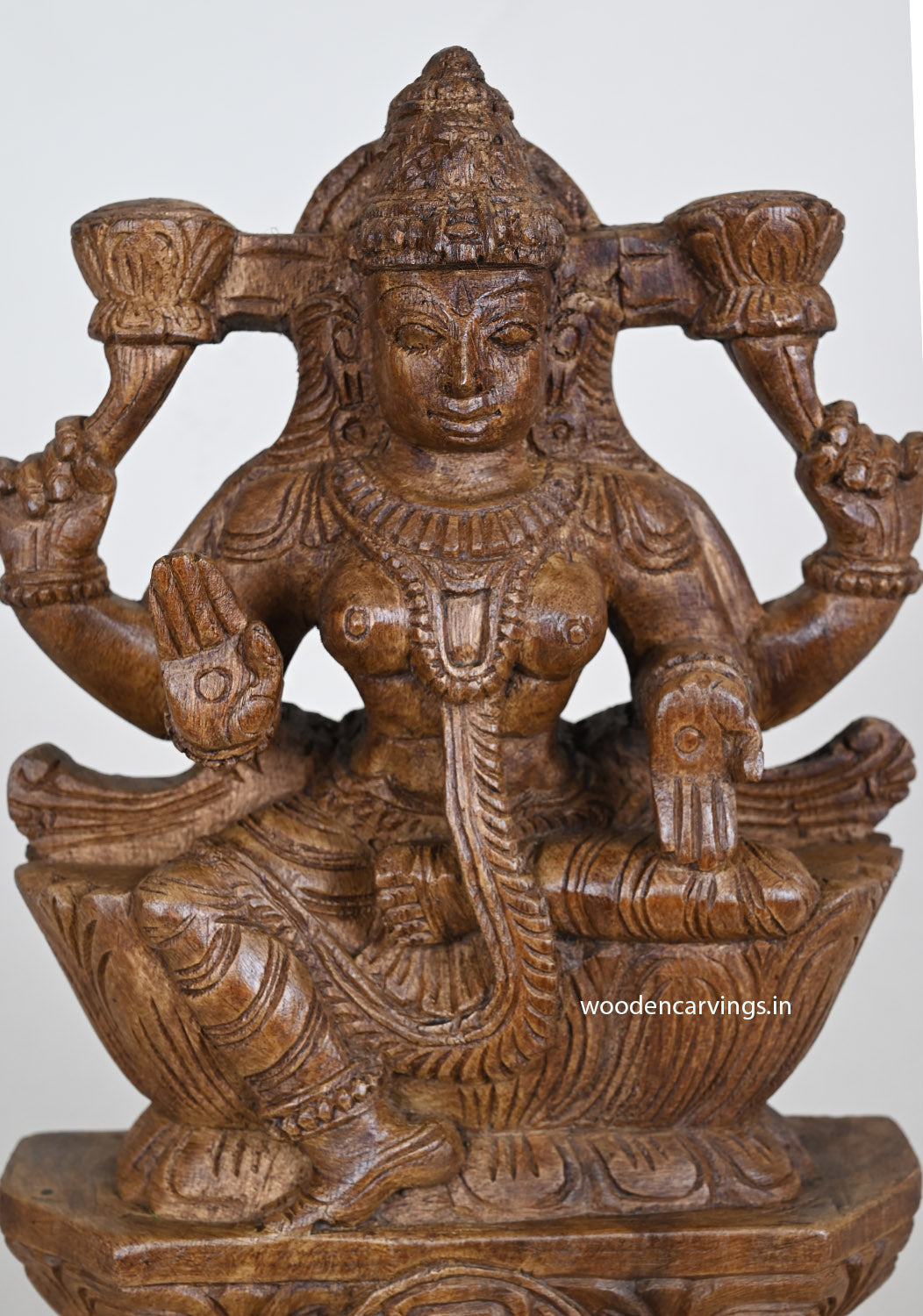 Prosperity Goddess Lakshmi Wood Sculpture 12"