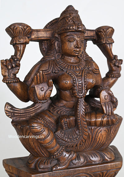 Wood Goddess Maha Lakshmi Light Weight Sculpture 12"