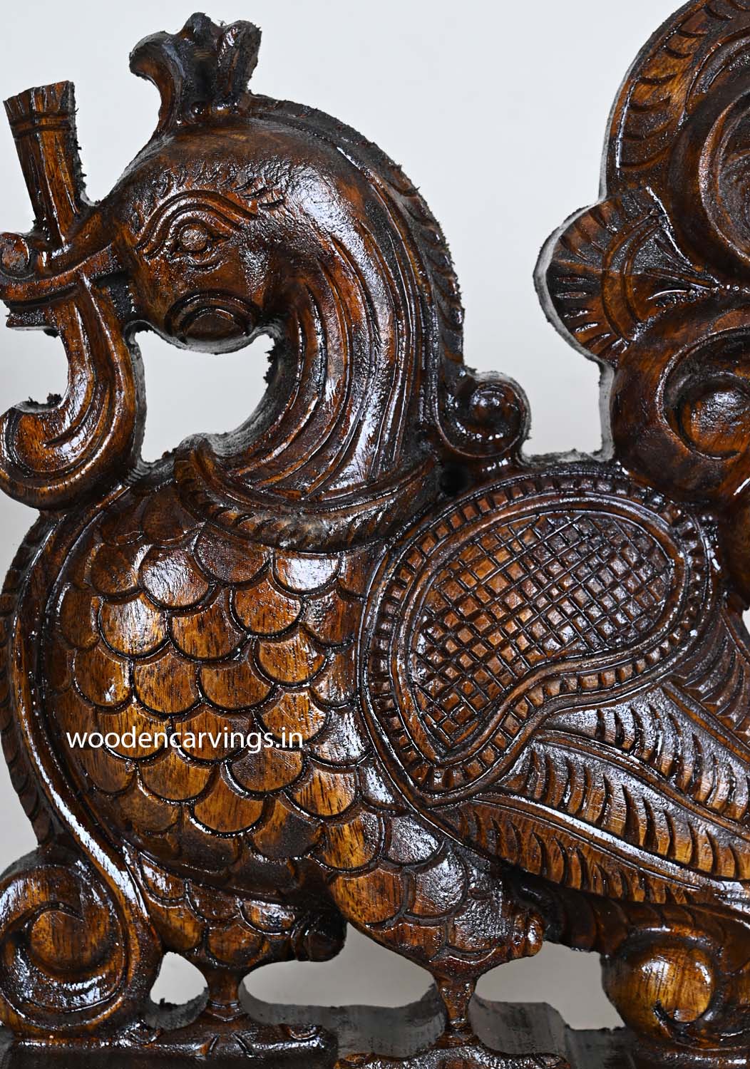 Wood Pair of Hamsa Bird (Annapakshi) Standing 12"