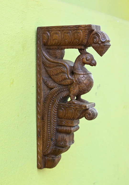 Wall Hanging Wood Paired Parrots Brackets 18"