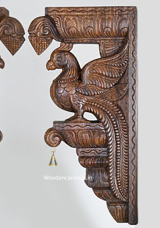 Wall Hanging Wood Paired Parrots Brackets 18"