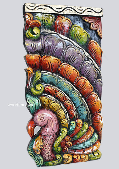 Colourful Peacock Wood Wall Hanging Wall Mount 24"