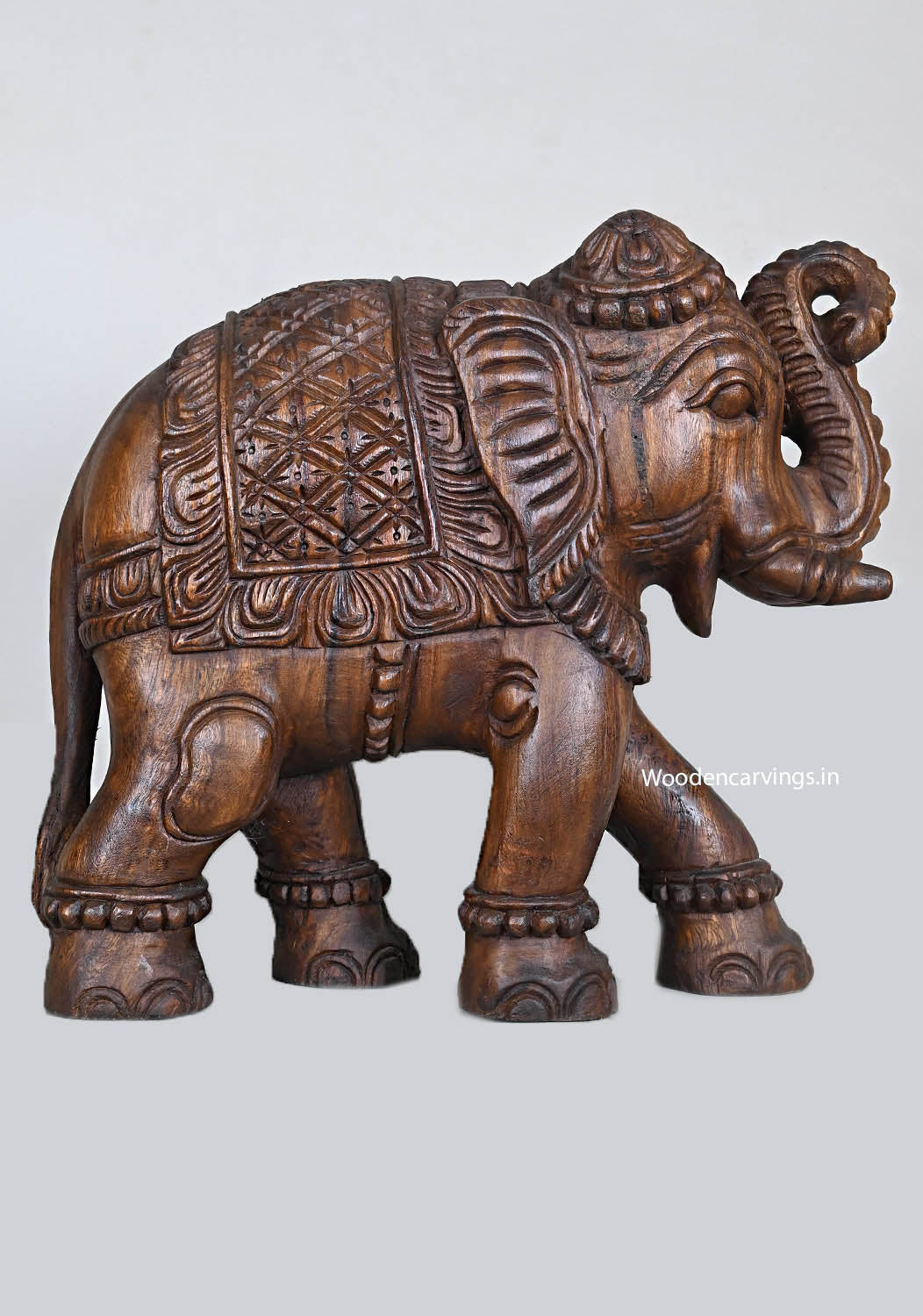 Standing Upraised Elephants Home Decoration Sculpture 20"