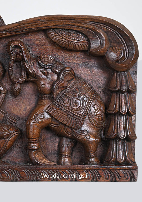 Floral Design Gaja Ganesha Wood Panel 24"