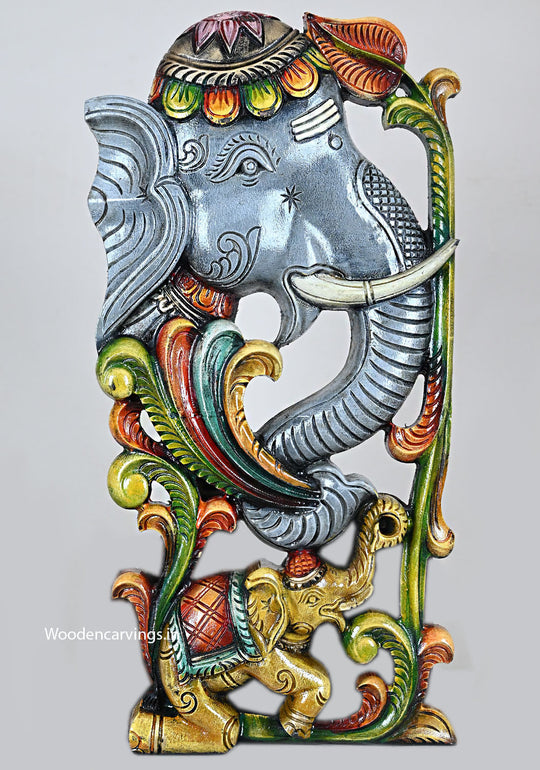 Vertical Grey Coloured Elephant Wall Mount 24"