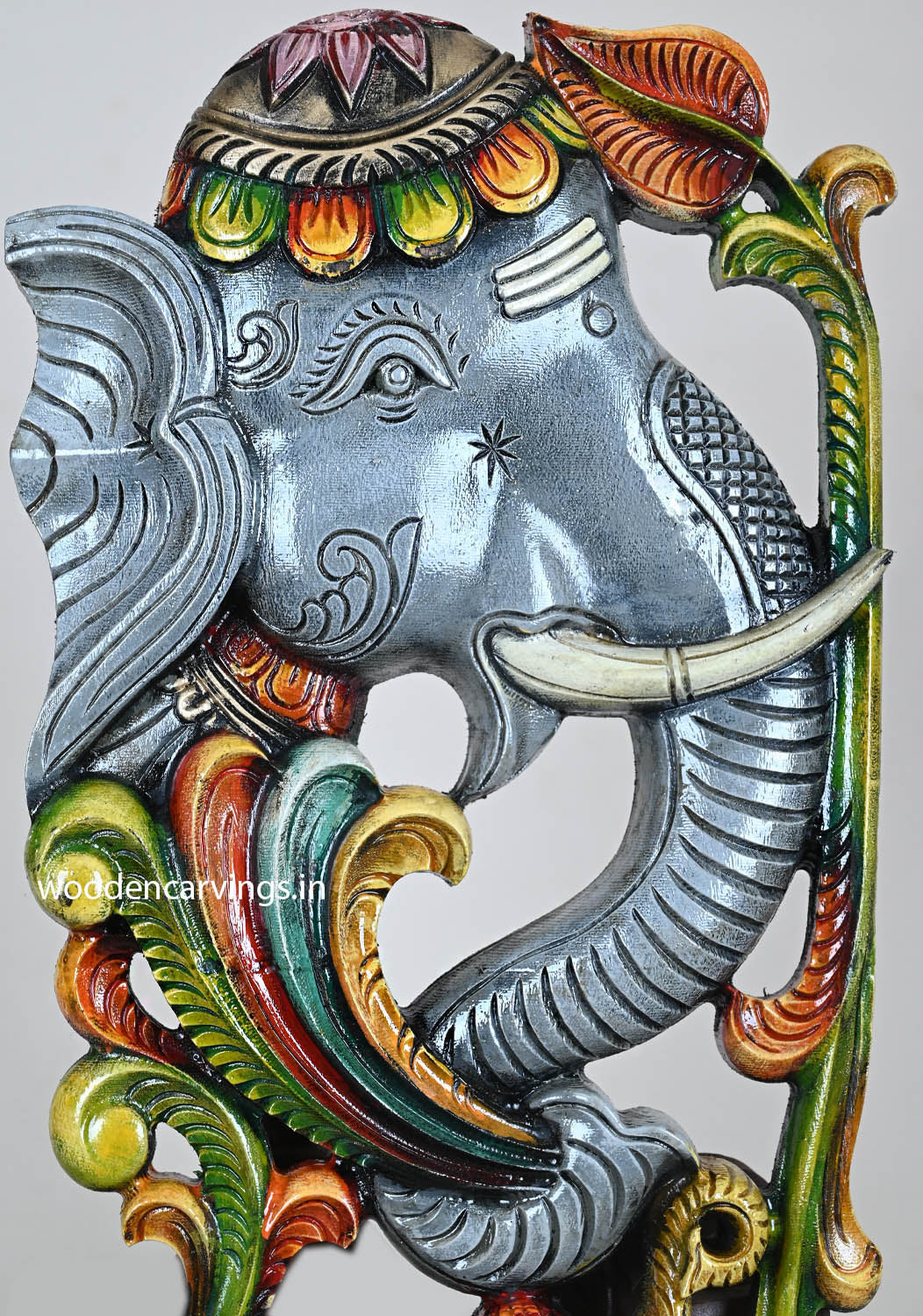 Vertical Grey Coloured Elephant Wall Mount 24"