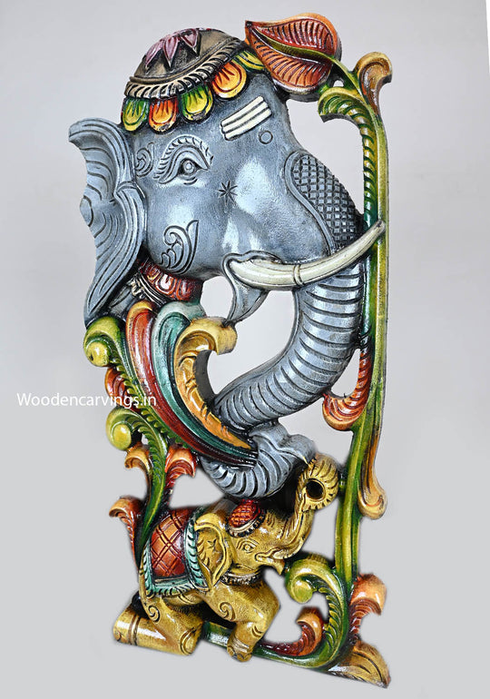 Vertical Grey Coloured Elephant Wall Mount 24"