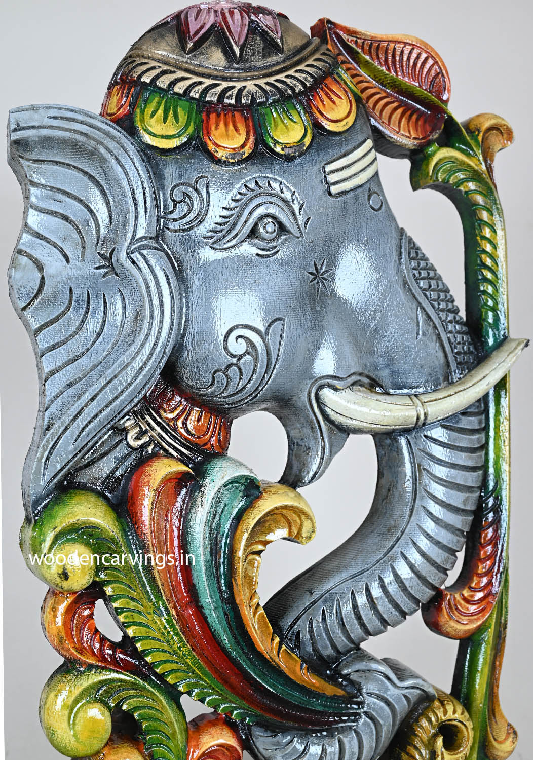 Vertical Grey Coloured Elephant Wall Mount 24"