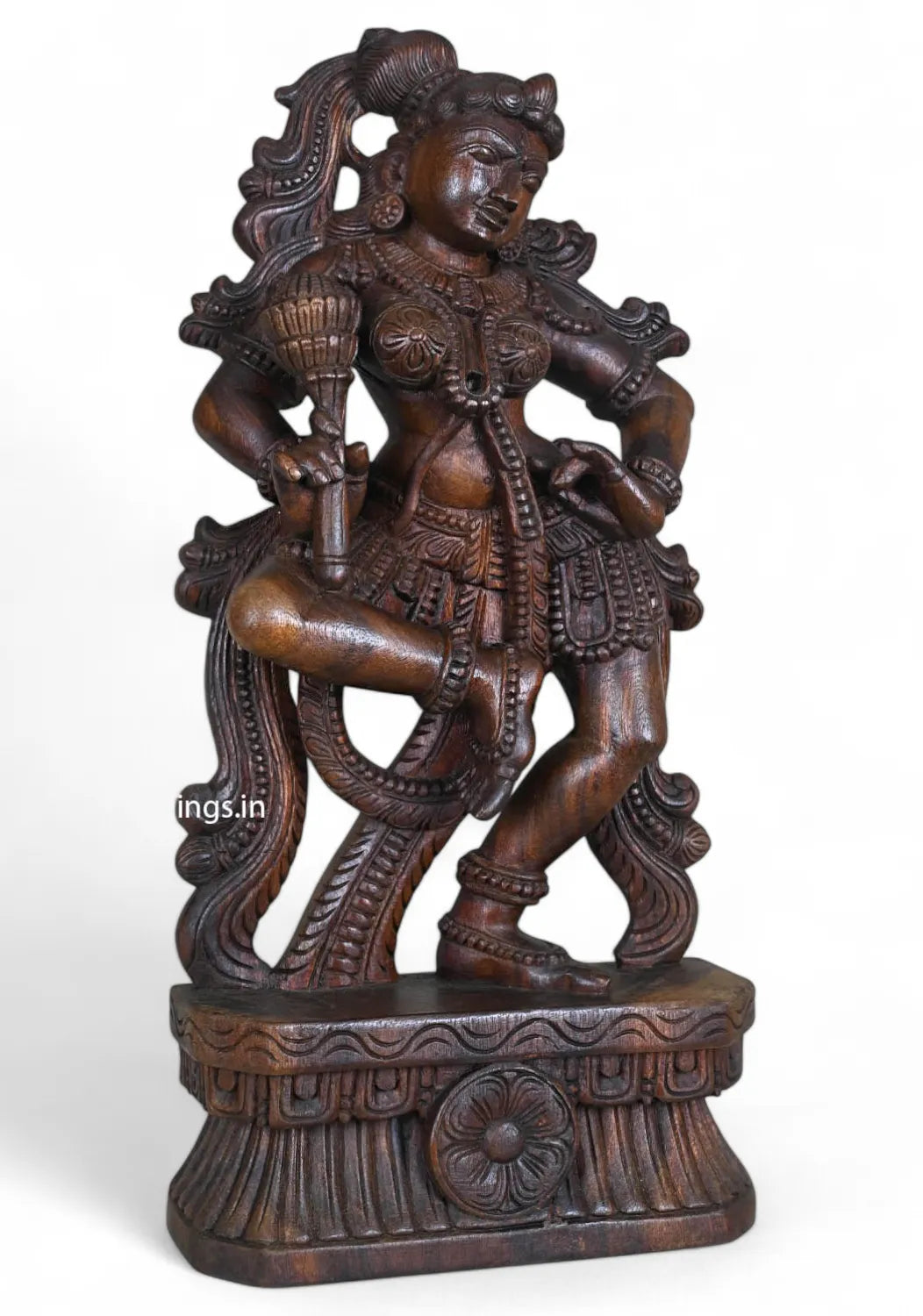 Standing Beauty Apsara Holding Lotus Petal Sculpture 25"