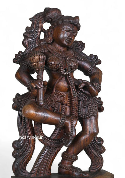 Standing Beauty Apsara Holding Lotus Petal Sculpture 25"